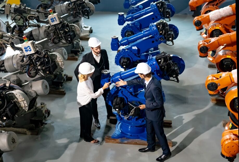 Executives in DFW manufacturing examine IoT monitored robotics.